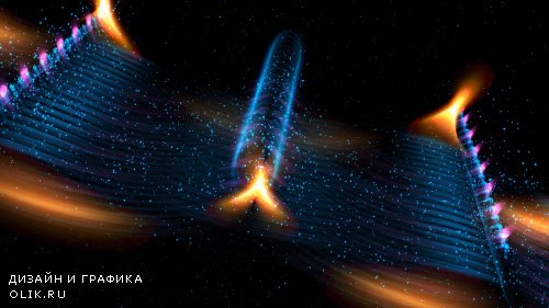 Orange Halo on Blue Particle Waves in Space