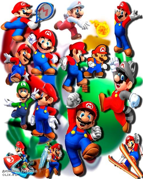 Клип-арты для фотошопа на прозрачном фоне - Супер Марио
