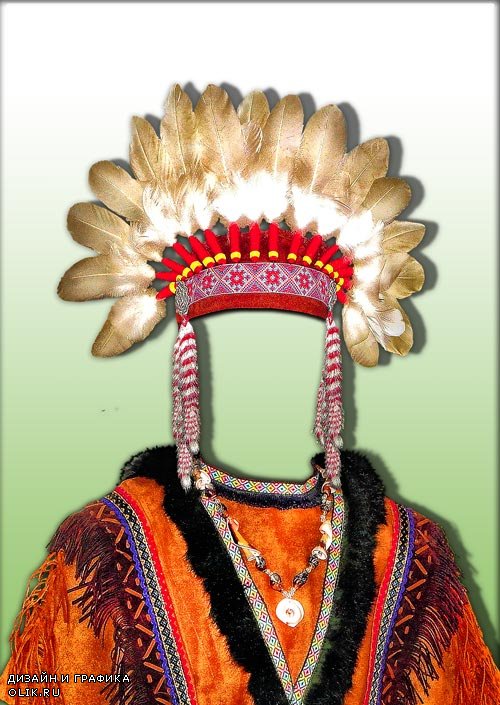 Фотошаблон мужской - Вождь апачей