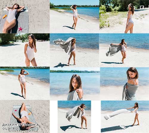 Девушка на пляже - Клипарт / Girl on the beach - Clipart