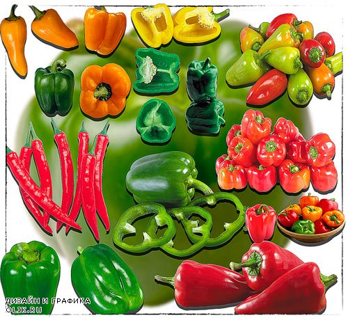 Растровые клипарты - Красный и зеленый перец