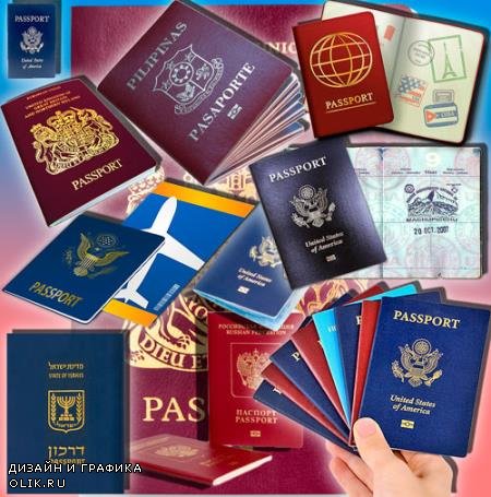 Png клипарты для фоторамки - Паспорта разных стран