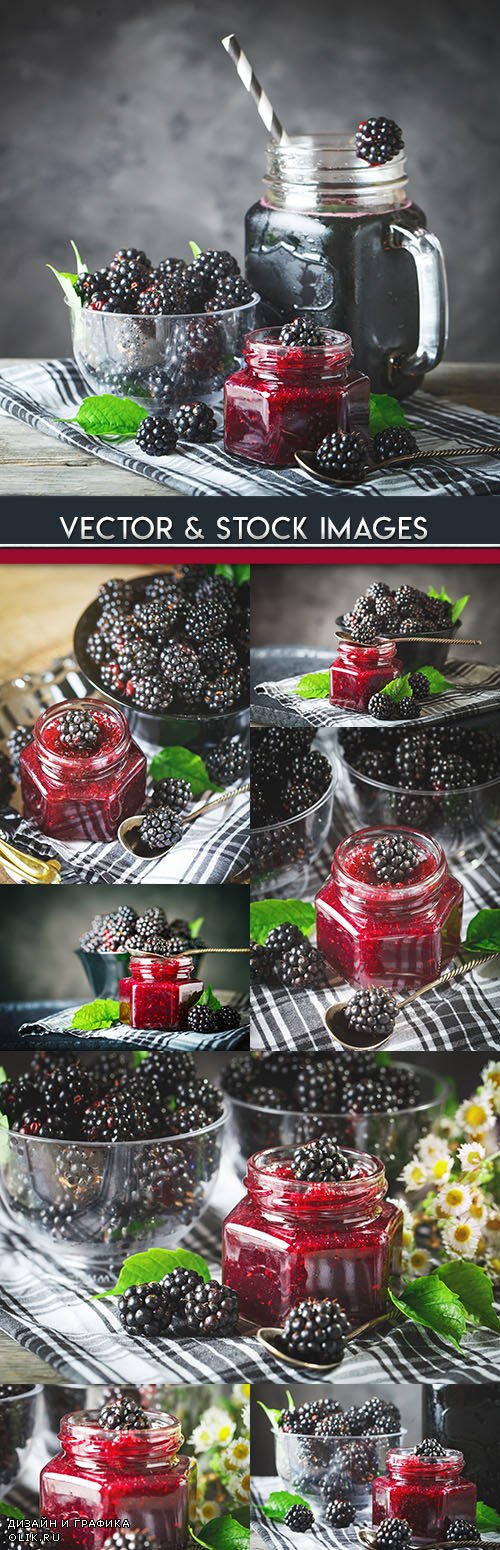 Ripe blackberry and raspberry jam useful dessert