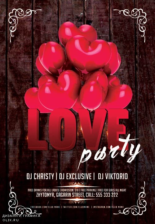 Love party psd flyer template