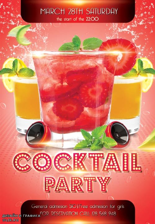 Cocktail party psd flyer template