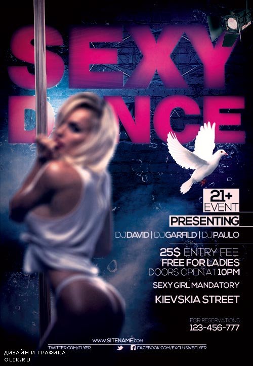 Sexy dance psd flyer template