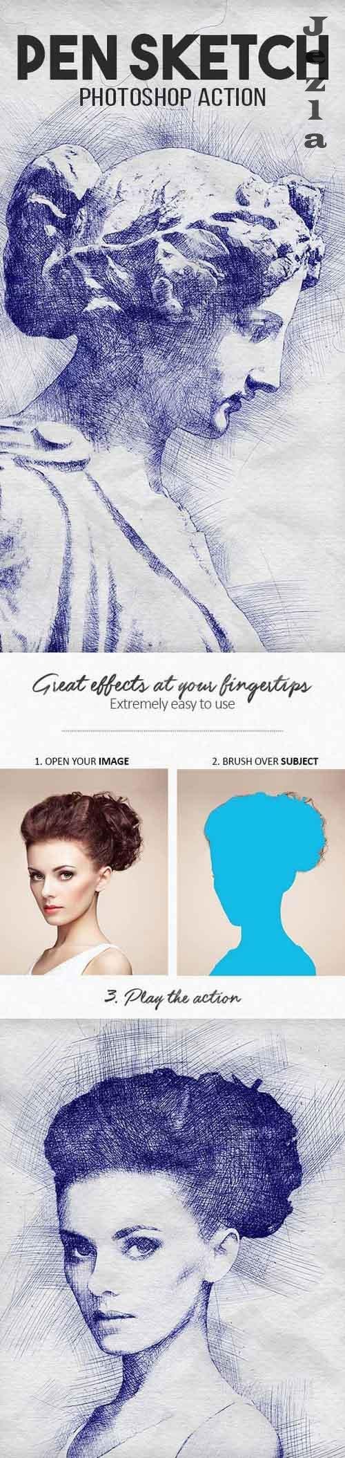 Pen Sketch Photoshop Action - 18522026 Pen Sketch Photoshop Action - 18522026