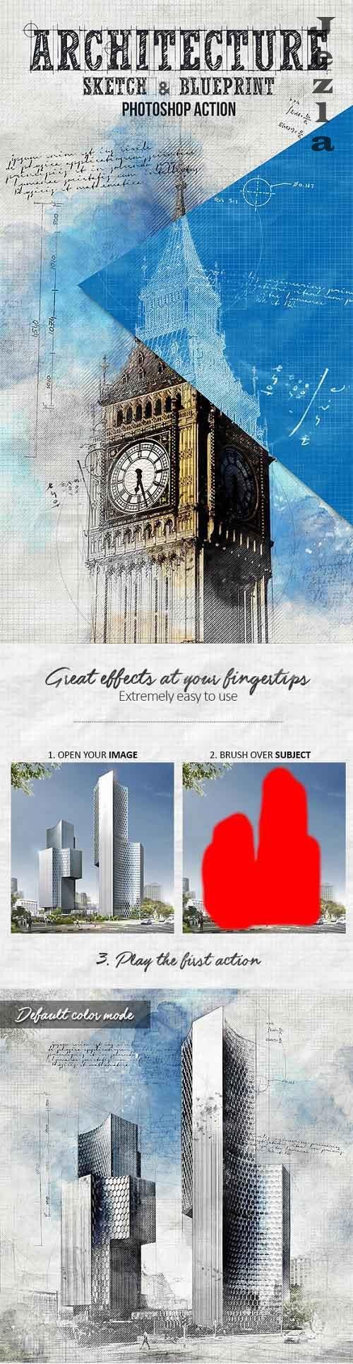 Architecture Sketch and Blueprint Photoshop Action 19872456 Architecture Sketch and Blueprint Photoshop Action 19872456