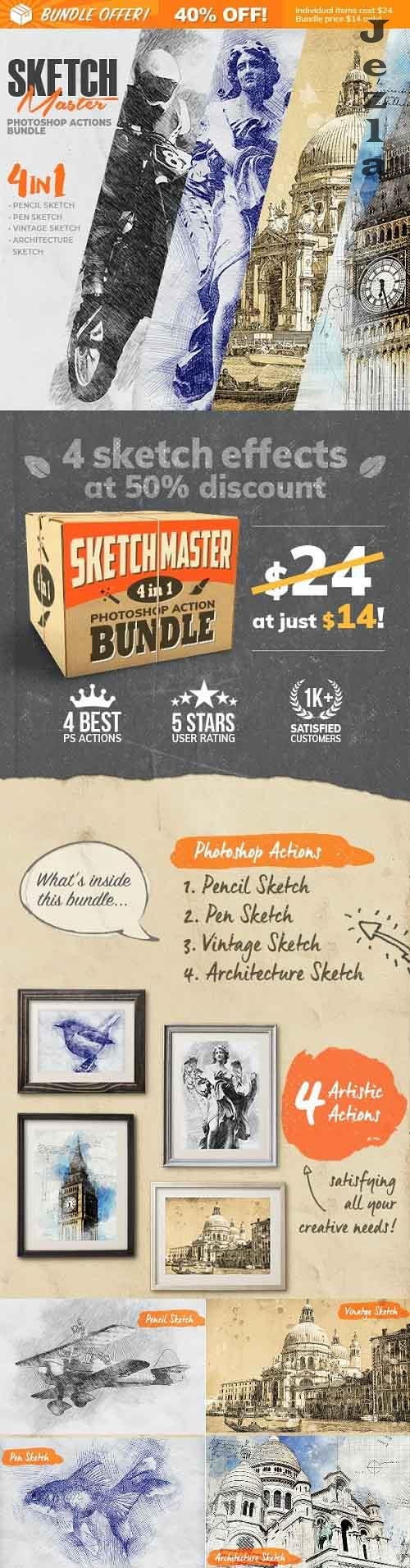 4-in-1 Sketch Master Photoshop Action Bundle 28477138 4-in-1 Sketch Master Photoshop Action Bundle 28477138