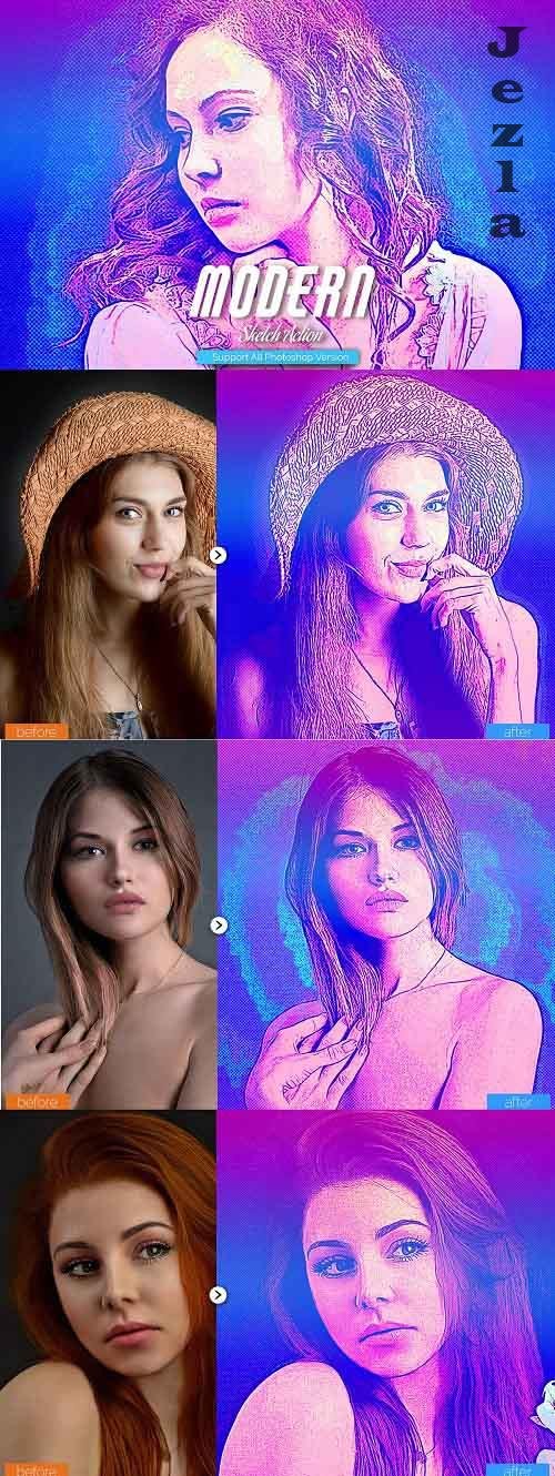 Modern Sketch Photoshop Action - 5467530 Modern Sketch Photoshop Action - 5467530