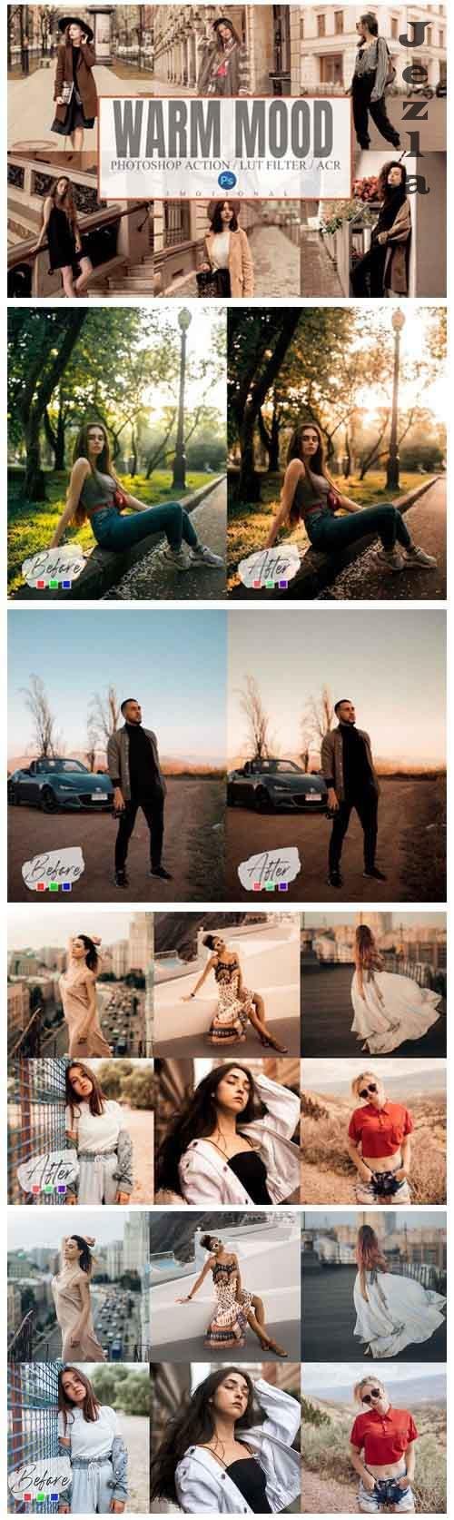 6 Warm Mood Photoshop Action, ACR, LUT Filter Presets - 945611 6 Warm Mood Photoshop Action, ACR, LUT Filter Presets - 945611