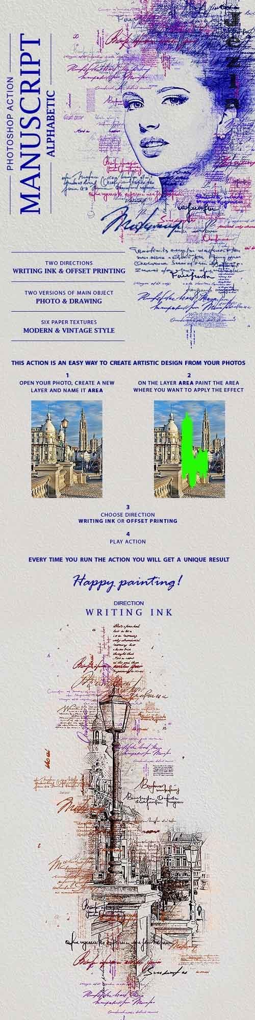 Manuscript (Alphabetic) Photoshop Action 28663128 Manuscript (Alphabetic) Photoshop Action 28663128