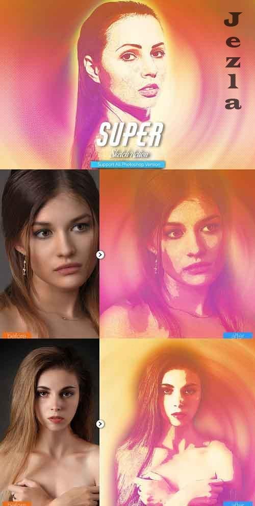 Super Sketch Photoshop Action - 5468390 Super Sketch Photoshop Action - 5468390