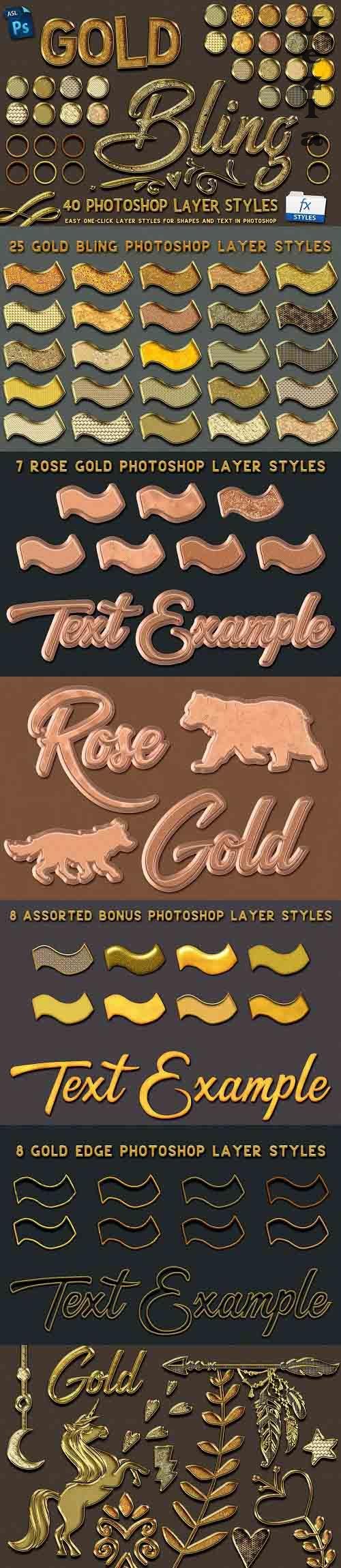 CreativeMarket - Gold Bling PHSP Layer Styles 5115006