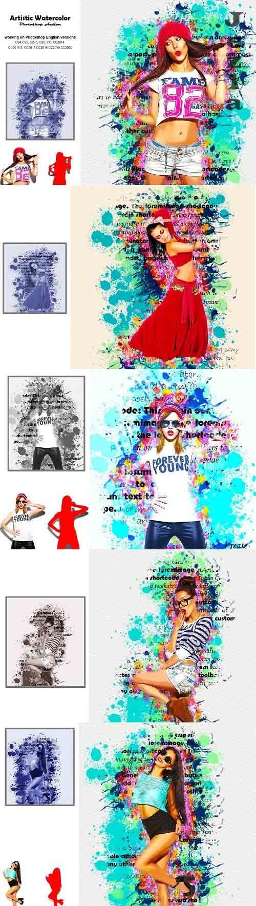 CreativeMarket - Artistic Watercolor Photoshop Action 5236288 CreativeMarket - Artistic Watercolor Photoshop Action 5236288