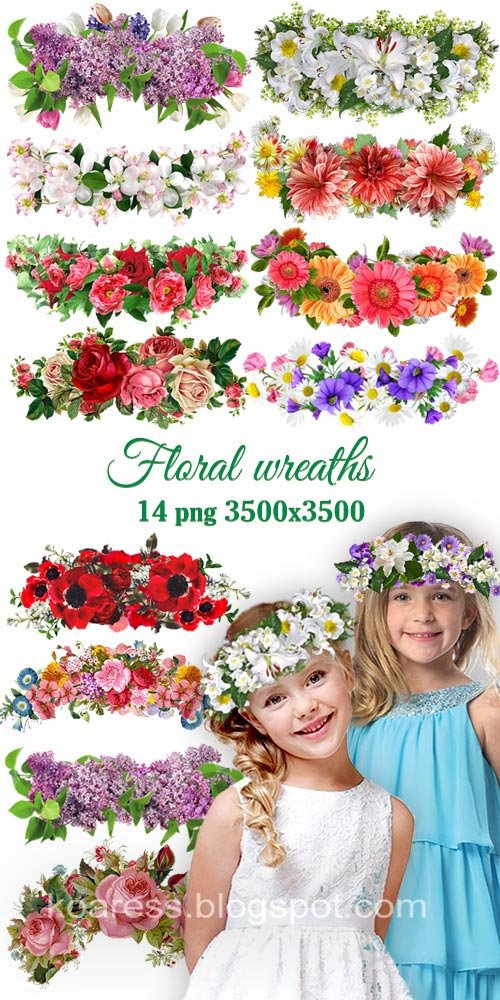 Цветочные веночки png для коллажей - Floral wreaths overlays for collages