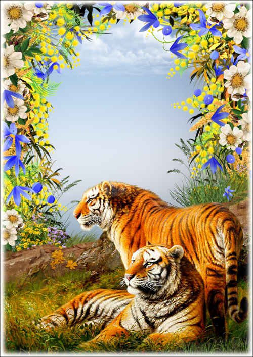 Рамка для фото с символом года - Портрет с тигром 12
