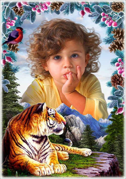 Рамка для фото с символом года - Портрет с тигром 13