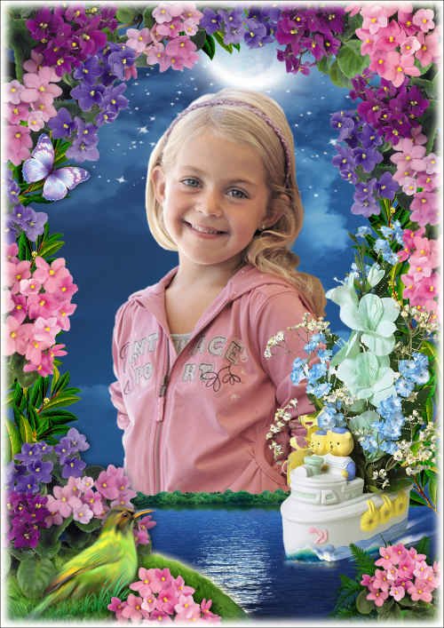 Цветочная фото-рамка для детей - Фиалковый остров