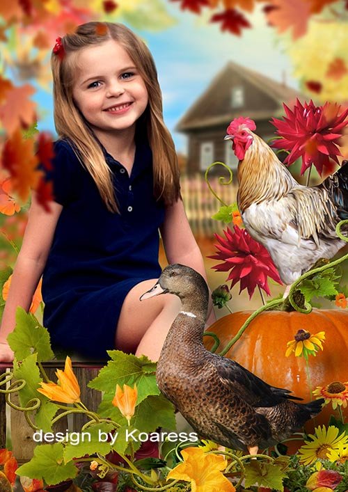 Детская осенняя рамка для фотопортретов - Осенний урожай
