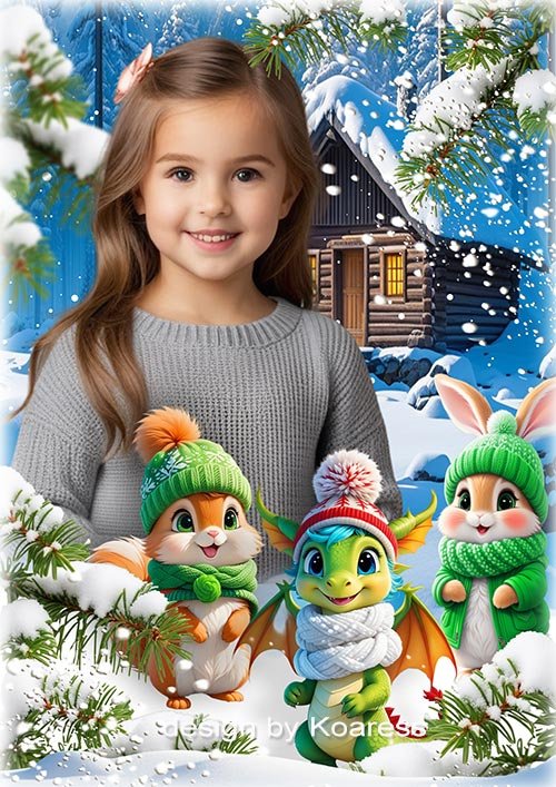 Коллаж для детских зимних портретов - Веселая компания