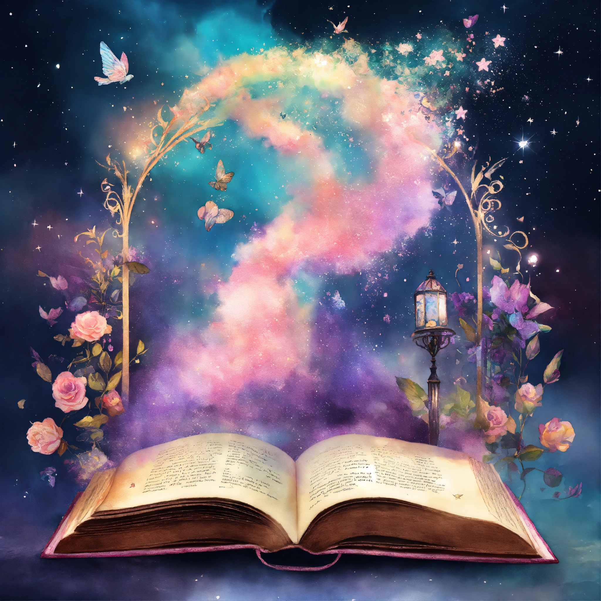 Потертый шик мечтательный туман пастельные мусорные журналы фэнтезийная книга клипарт акварель открытая волшебная книжная пачка