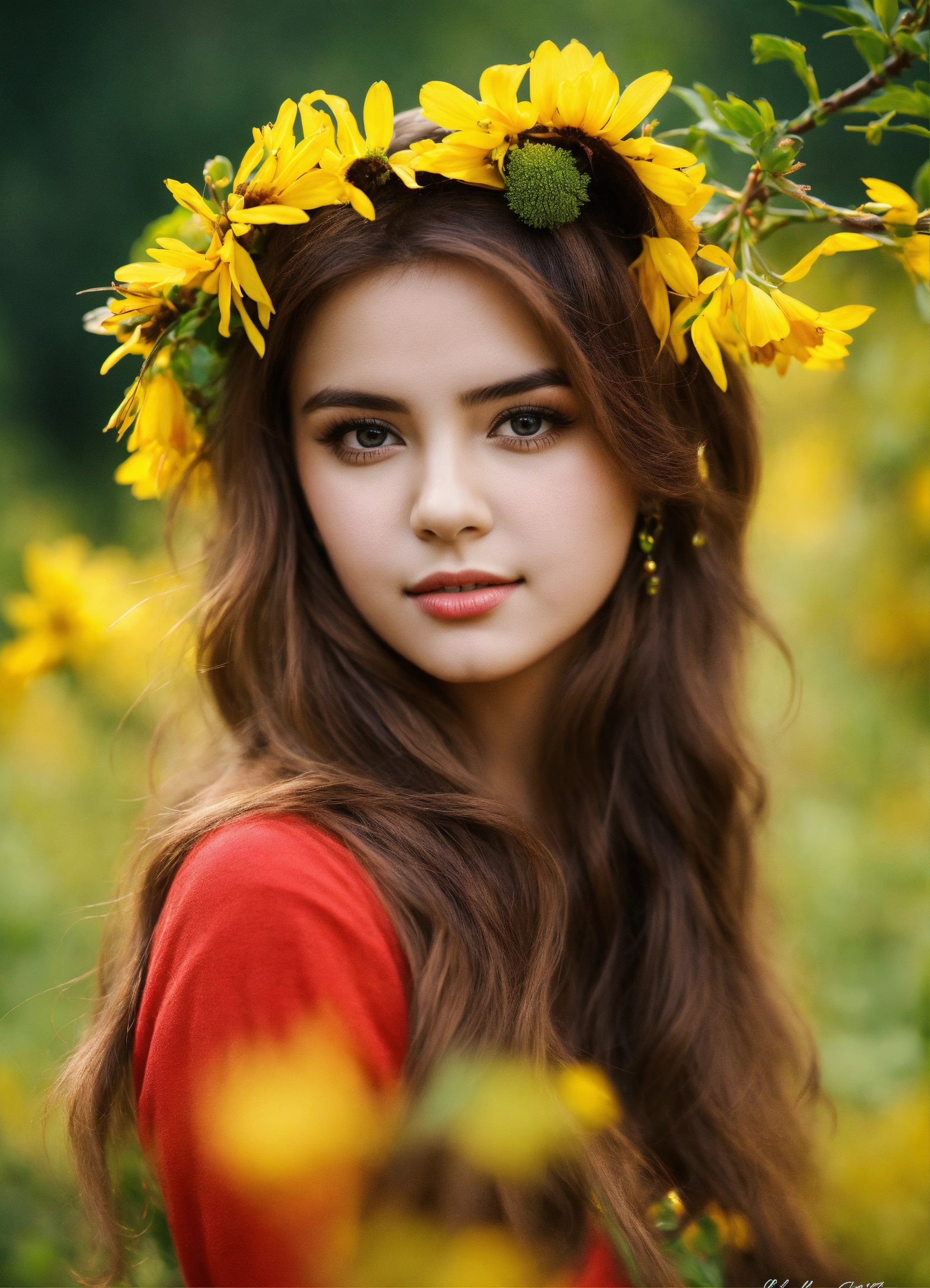 Девушка с венком из цветов