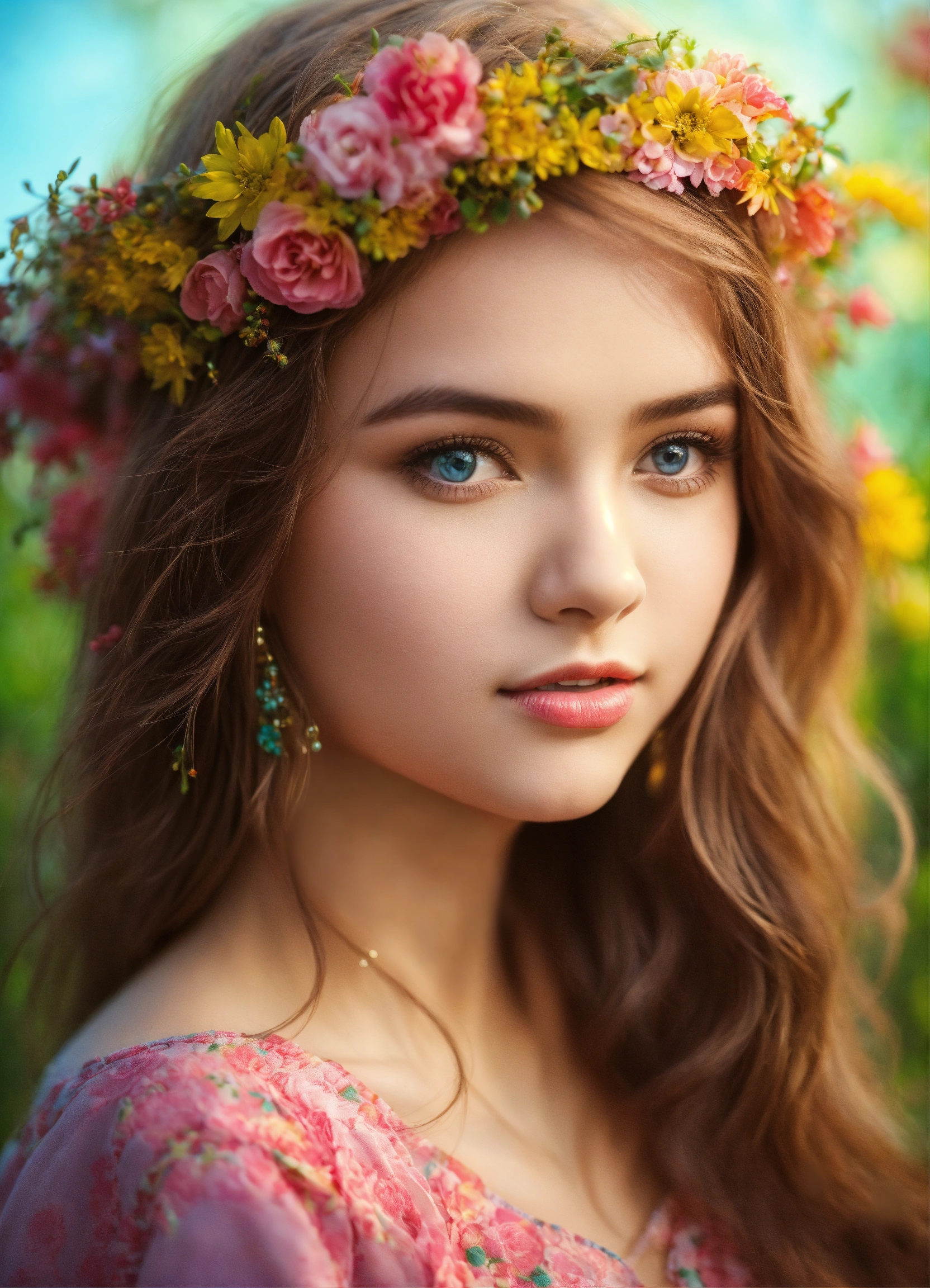 Девушка с венком из цветов