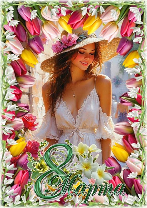 Рамка для фотографии в psd - 8 марта