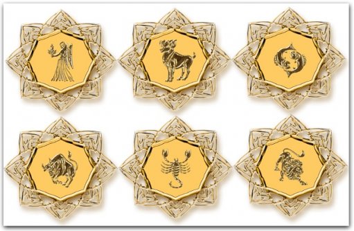 PNG рамки, украшения, знаки зодиака в стиле Gold